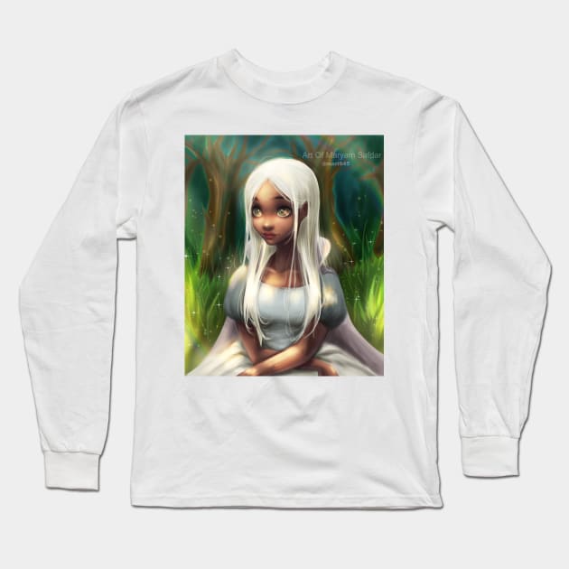 Black Snow White Long Sleeve T-Shirt by Mari945